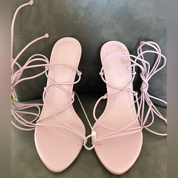 Cult Gaia SOLEIL Bamboo Heels sz EU 37 in Lilac 388$ - Picture 10 of 12